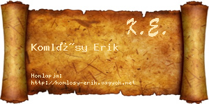 Komlósy Erik névjegykártya